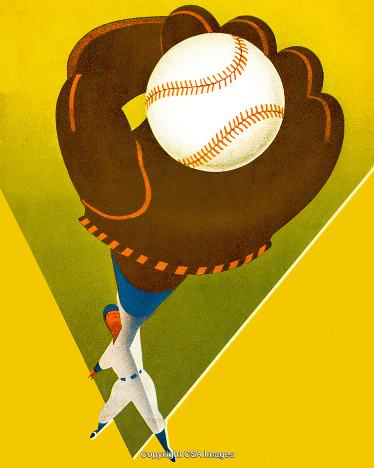 Creative Illustration of Baseball Glove Catching a Ball with Dynamic Design
