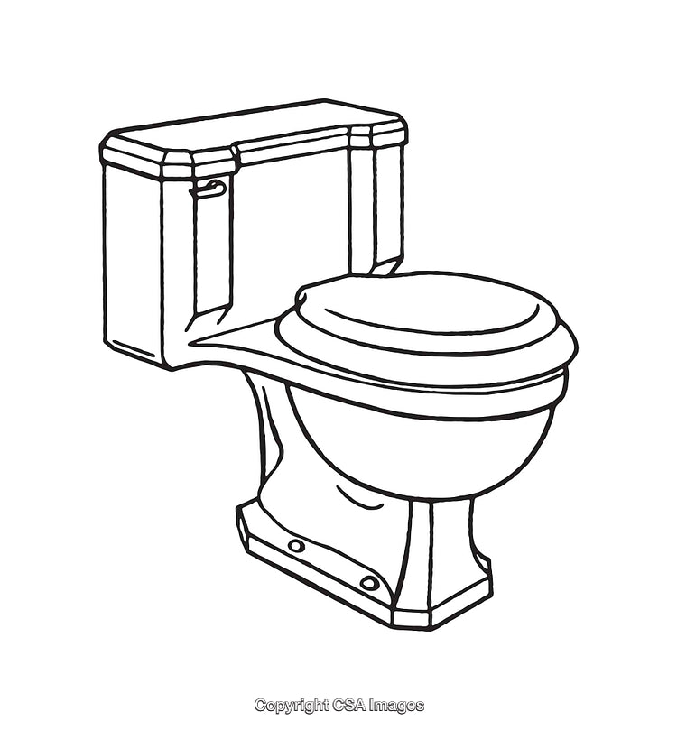 Black and White Line Art Illustration of a Toilet Design