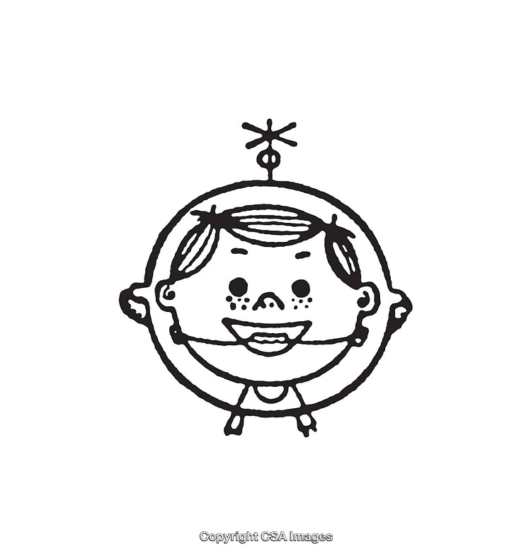 Black And White Line Art Illustration of a Smiling Cartoon Face