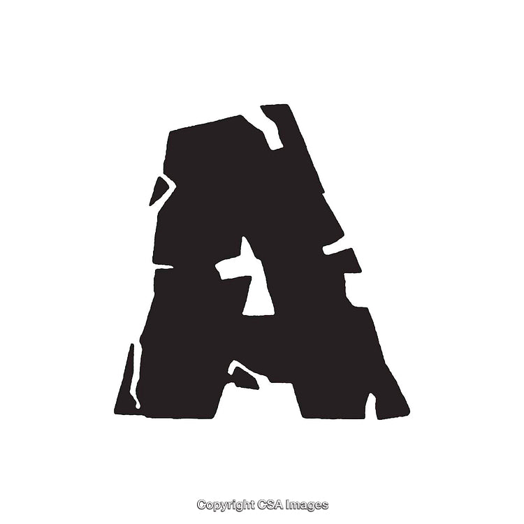 Distressed Black Letter A on White Background