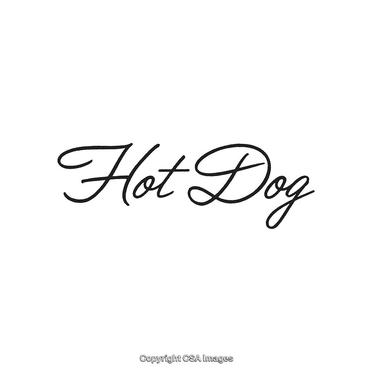 Classic Handwritten Hot Dog Typography on White Background