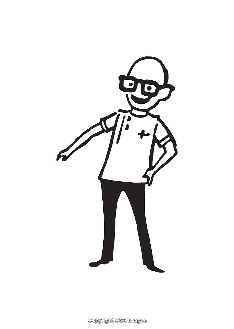 Playful Cartoon Character Illustration in Black and White Style