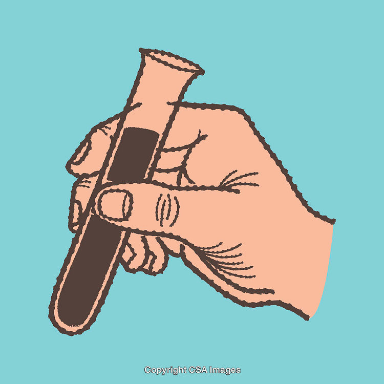 Hand Holding Test Tube Line Art on Colored Background