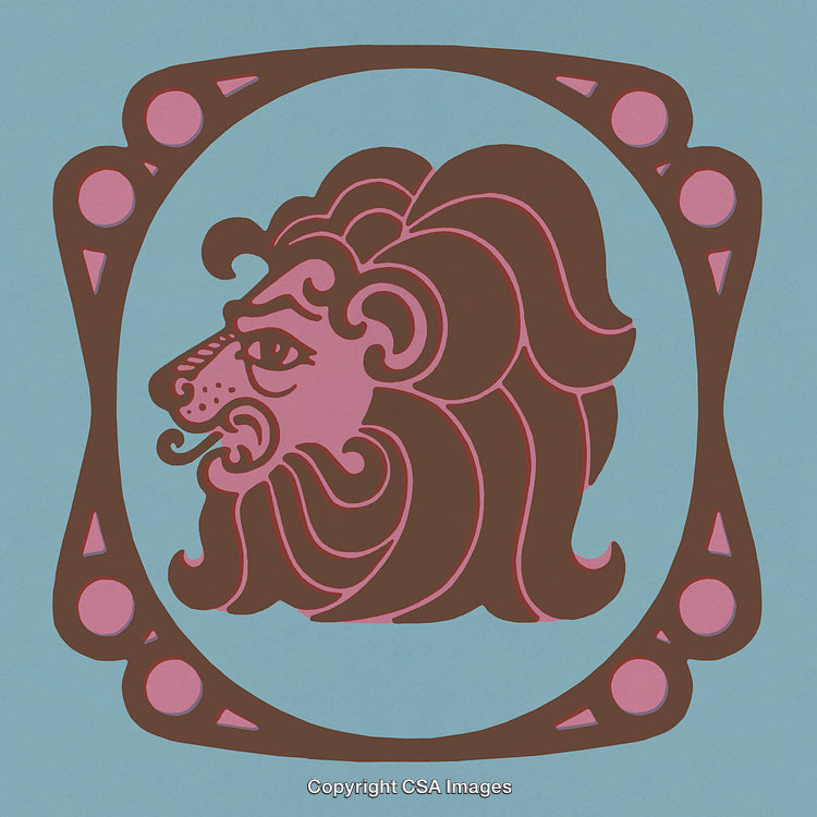 Artistic Stylized Lion Emblem Featuring Bold Colors and Intricate Details