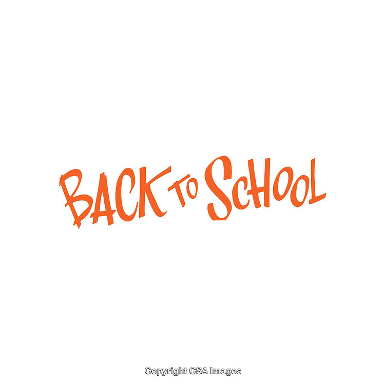 Orange Handwritten 'Back to School' on White Background