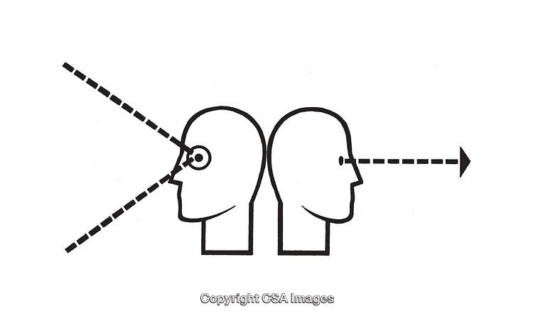 Abstract Line Art Depicting Dual Perspectives in Black and White Illustration