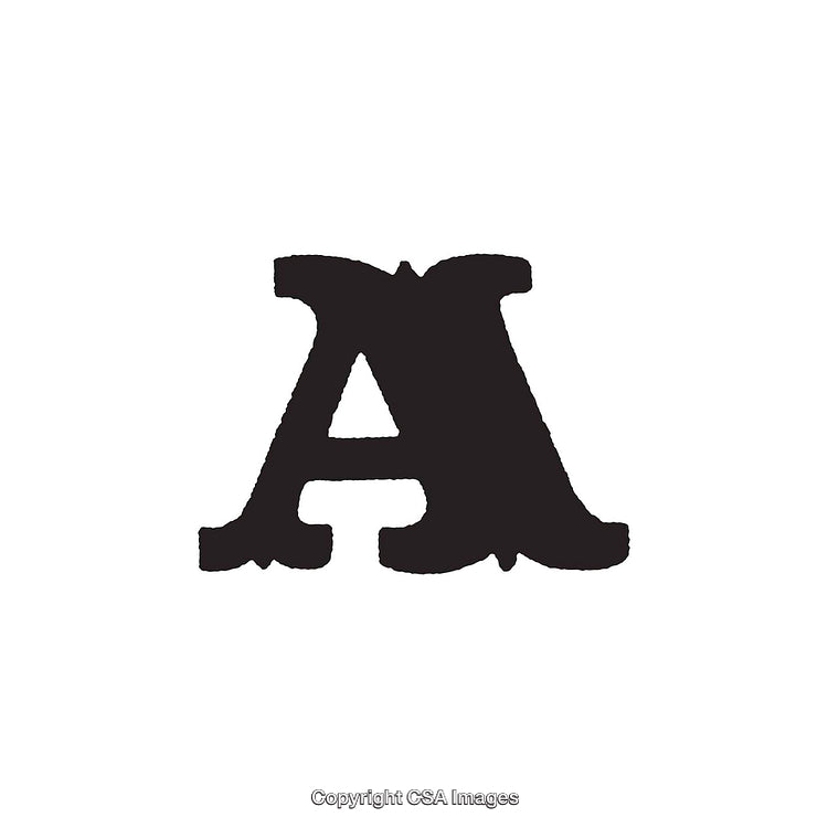 Bold Black Letter A With Ornamental Design on White Background
