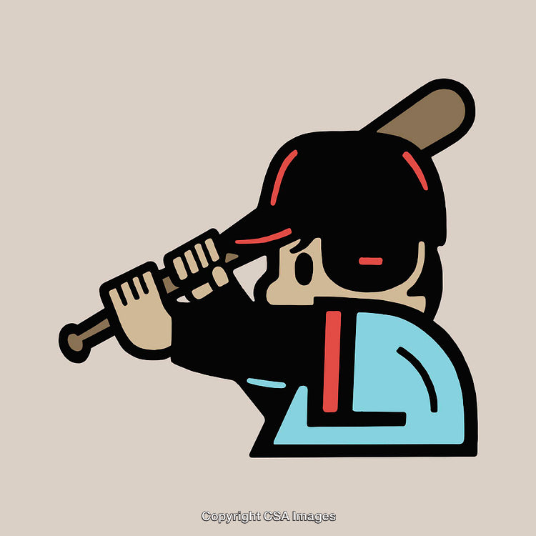 Baseball Player Line Art in a Swinging Pose