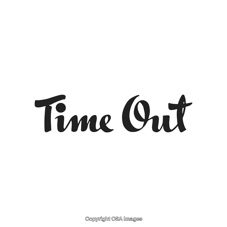 Elegant Black Text 'Time Out' on Minimalist White Background