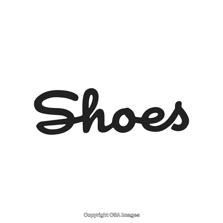 Stylish Handwritten Typography Displaying the Word Shoes on a White Background
