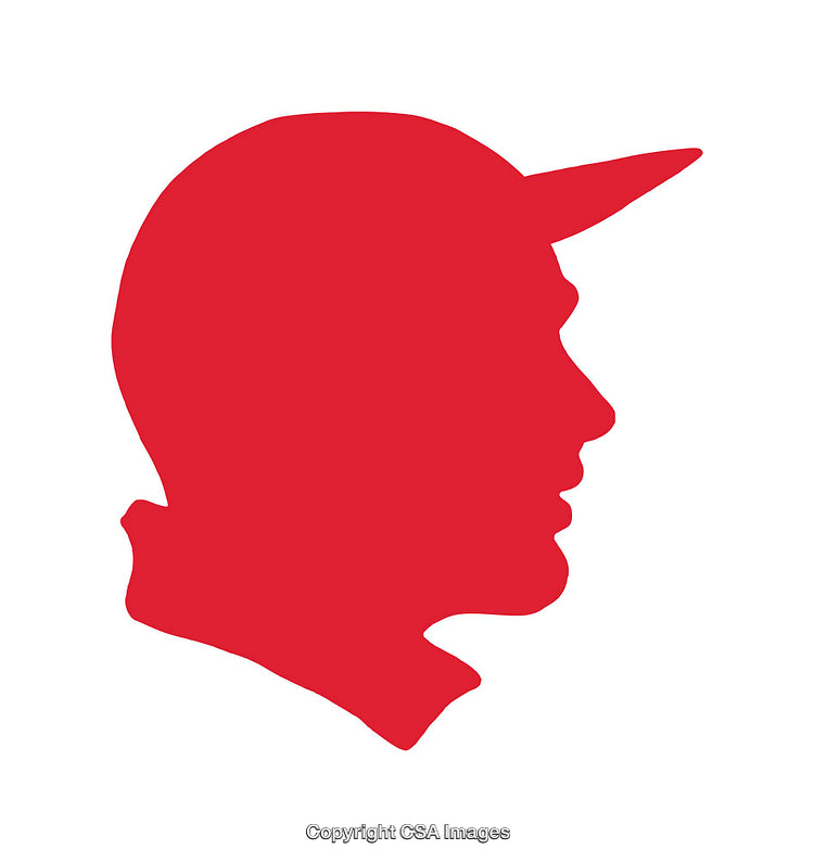 Silhouetted Red Profile Icon Depicting a Person Wearing a Cap
