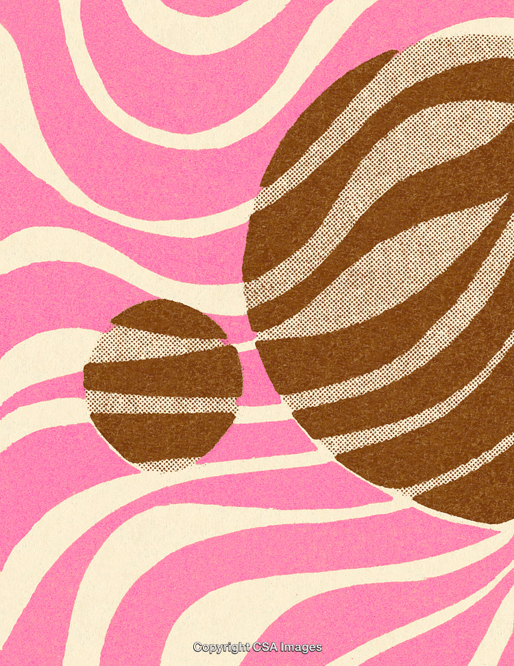 Abstract Pink and Brown Pattern Illustration With Circular and Swirling Lines
