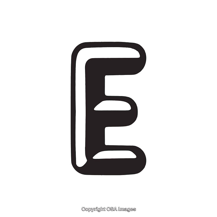 Stylized Hand-Drawn Letter E in Monochrome Design