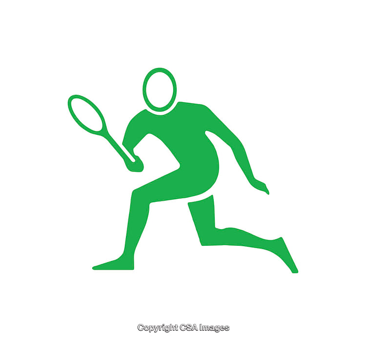 Green Tennis Player Icon in a Dynamic Action Pose