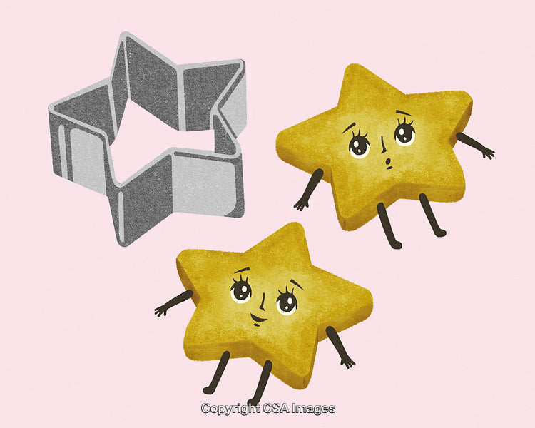 Cute Star Shaped Cookies with Expressions and Matching Star Cutter