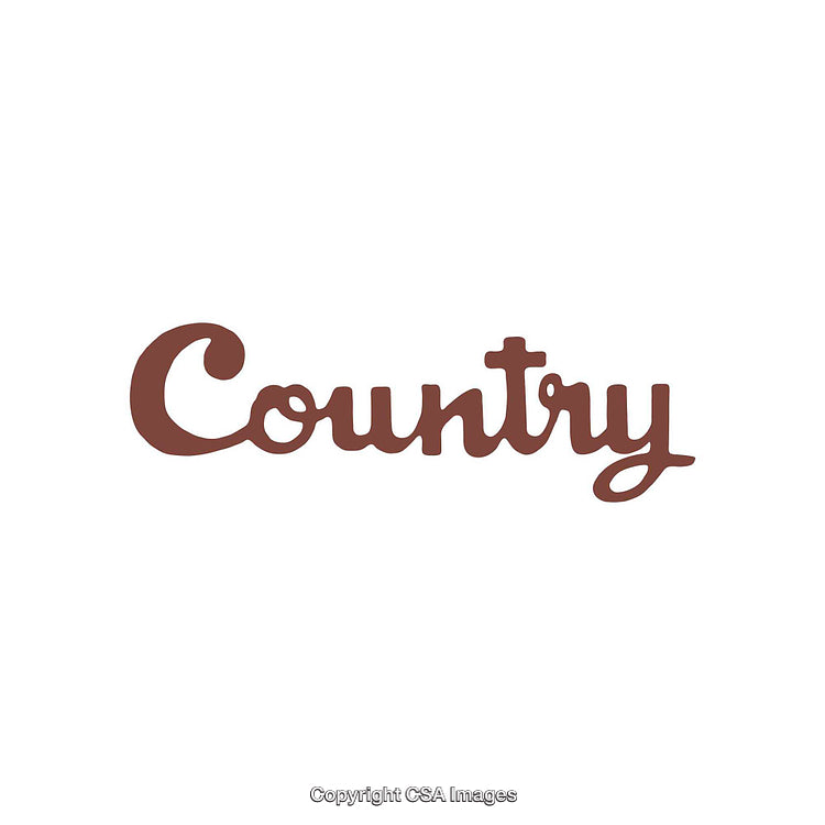 Stylized Brown Country Typography on a Minimalist White Background