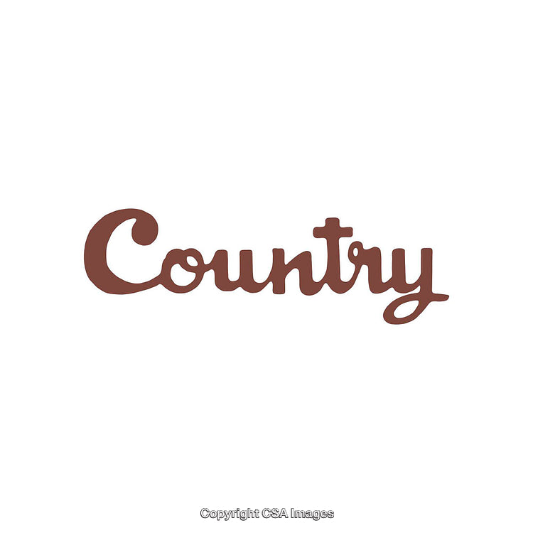 Stylized Brown Country Typography on a Minimalist White Background