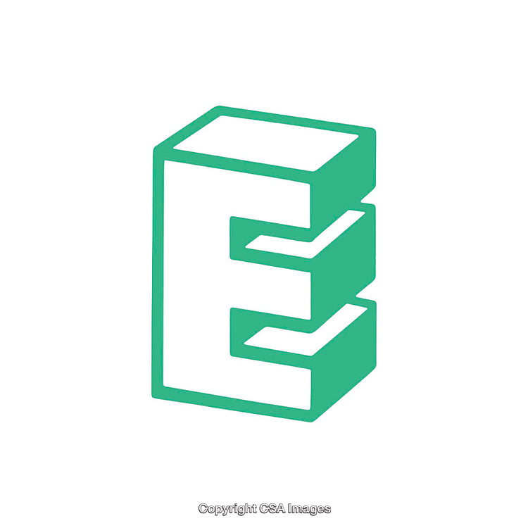 Stylized 3D Green Letter E Icon on a White Background