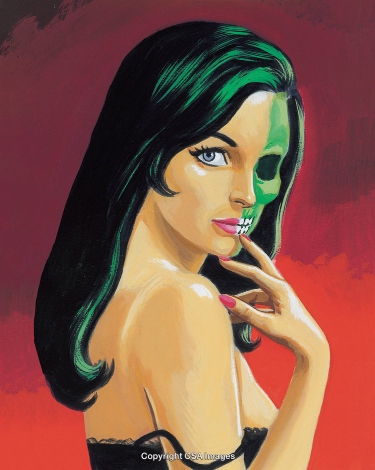 Dual-Toned Portrait of a Woman with Surreal Artistic Features