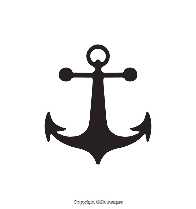 Minimalist Black Anchor Icon on White Background