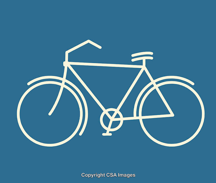 Minimalist Bicycle Illustration in Simple Line Art Style on Blue Background