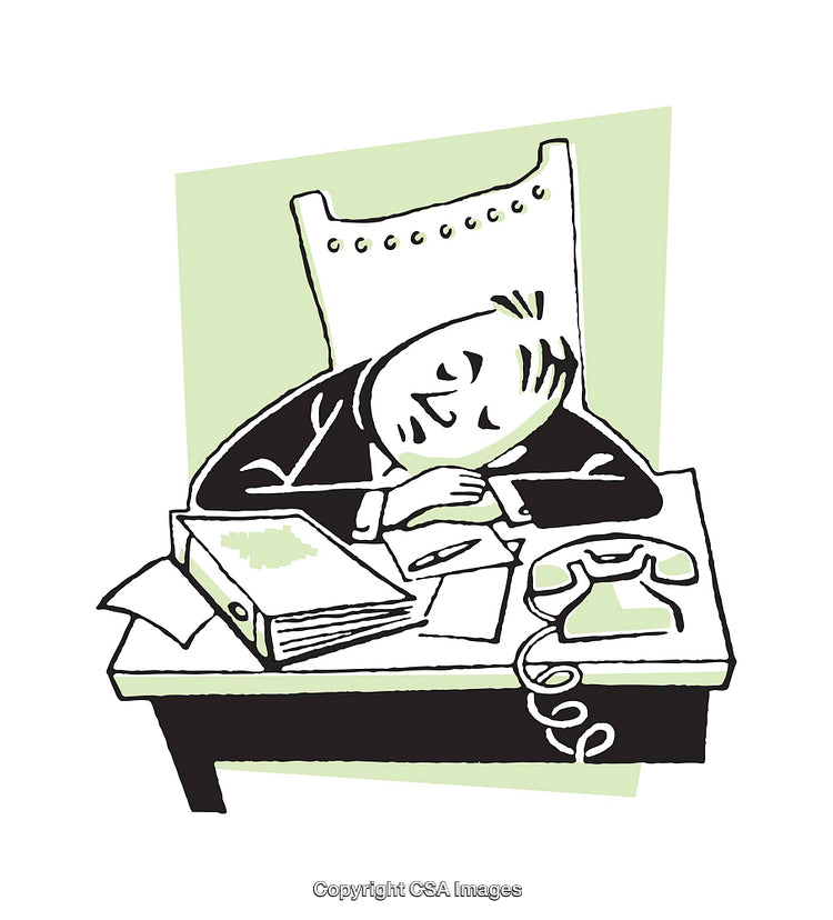 Illustration of a Businessperson Sleeping at Their Desk During Work