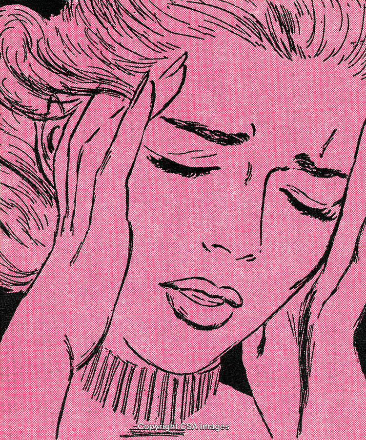 Colorful Comic Illustration Featuring Expressive Lady in Emotional Moment