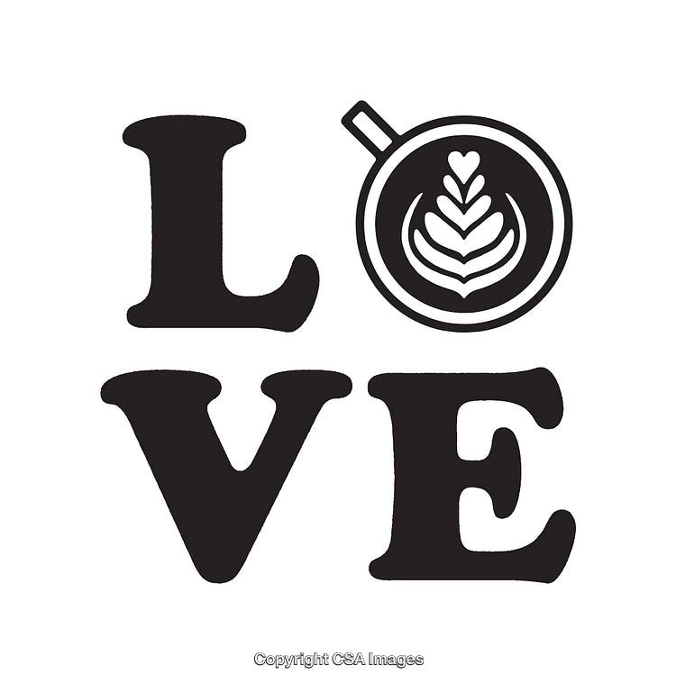 Black and White Love Illustration with Coffee Theme Design