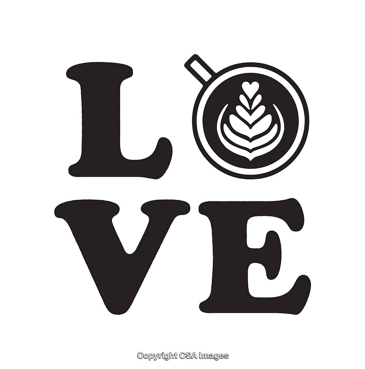Black and White Love Illustration with Coffee Theme Design