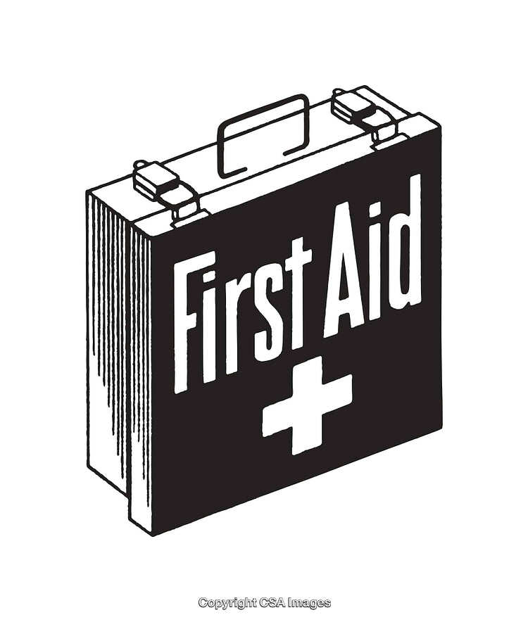 Black and White Line Art Depiction of a First Aid Kit