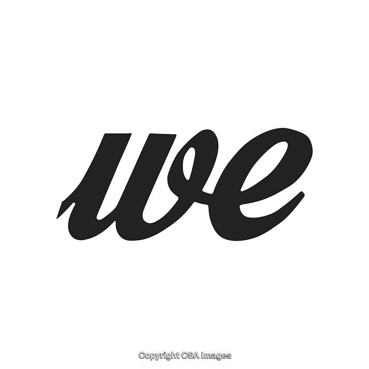 Elegant Handwritten Word 'We' in Stylish Typography Design