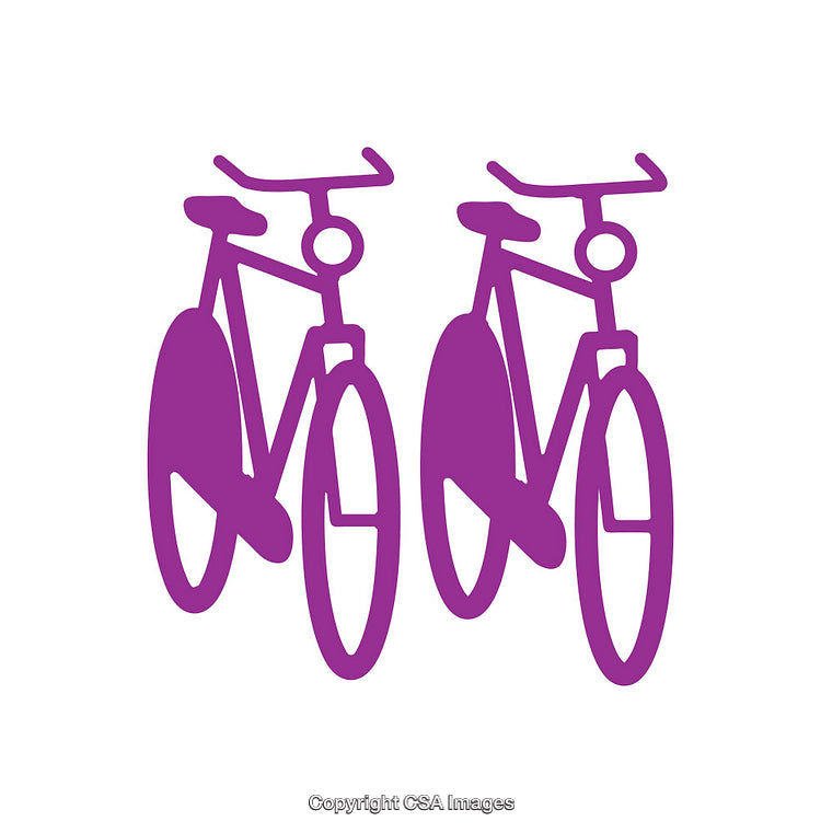 Purple Icon of Two Bicycles Side by Side in Minimalist Design