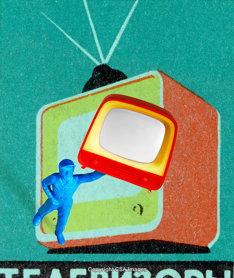 Retro Concept Artwork Featuring Toy Soldier and Cartoon Television Design