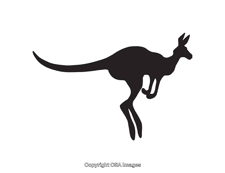 Black Silhouette of a Kangaroo Illustrating Wildlife Movement