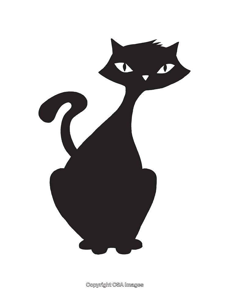 Silhouette Illustration of a Sitting Black Cat in Minimalistic Design