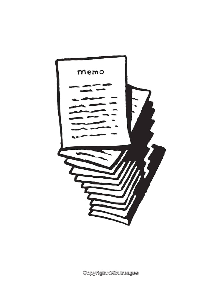 Stack of Black and White Memo Line Art Illustration