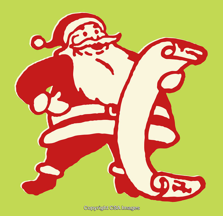 Cheerful Santa Claus With Scroll on Green Background Illustration