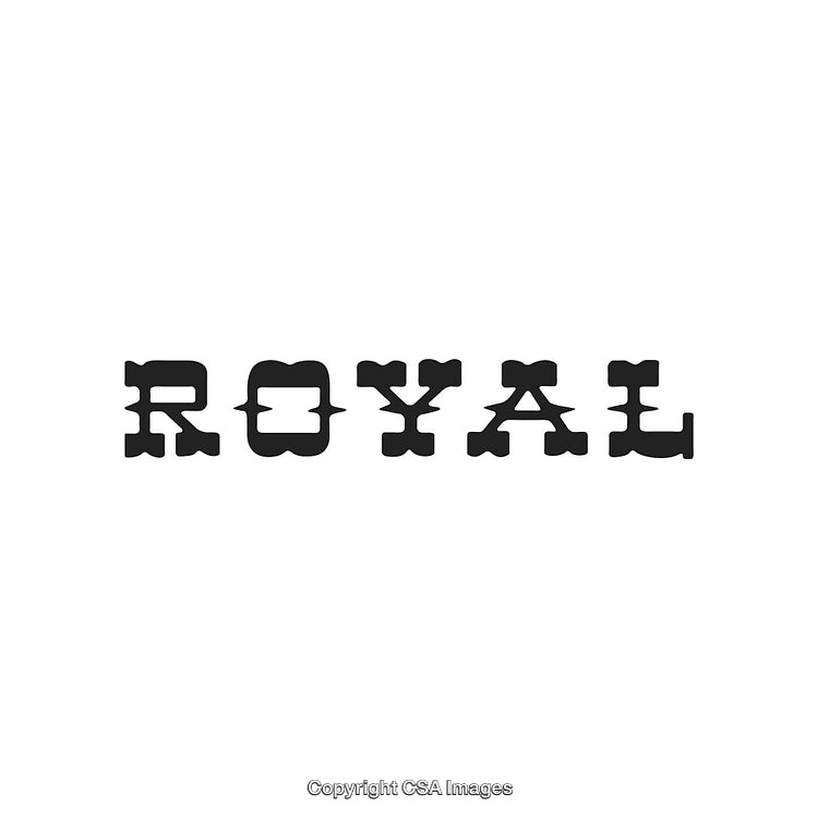 Decorative Typography Design Featuring the Word 'Royal' in Bold Black Font