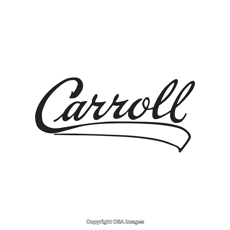 Elegant Script Typography Featuring the Word Carroll in Black on White Background