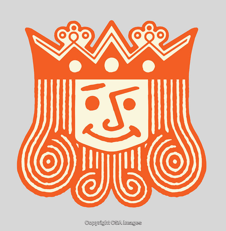 Whimsical Color Line Art of a Smiling Cartoon Royal Face