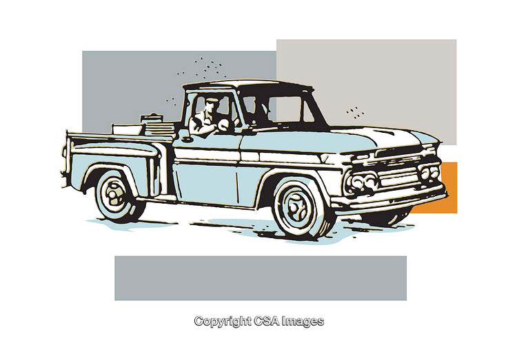 Vintage Illustrative Design of a Classic Pickup Truck With Abstract Background