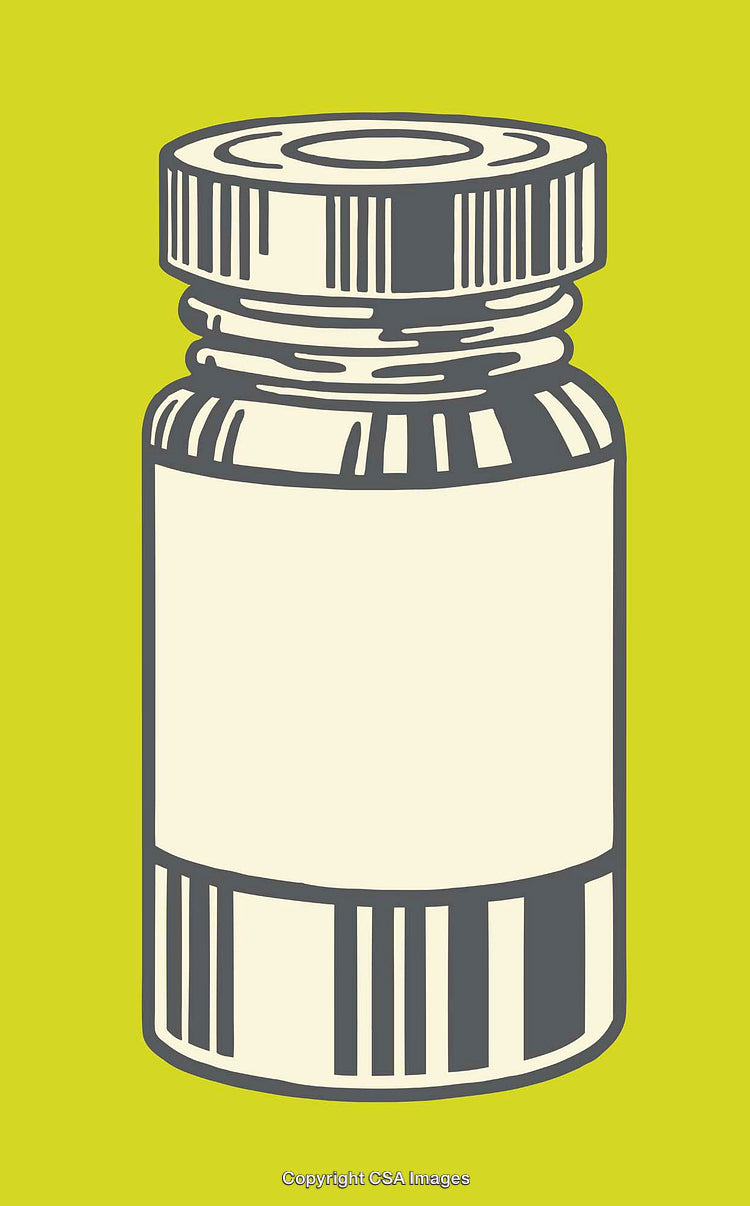 Illustration of a Medicine Bottle in Bold Line Art Style