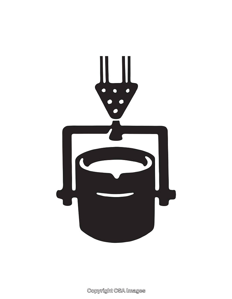 Black and White Icon of Industrial Pouring Equipment