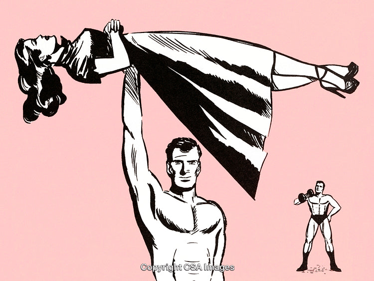Illustration of Strongman Performing Feat of Strength With Stylized Artwork Design