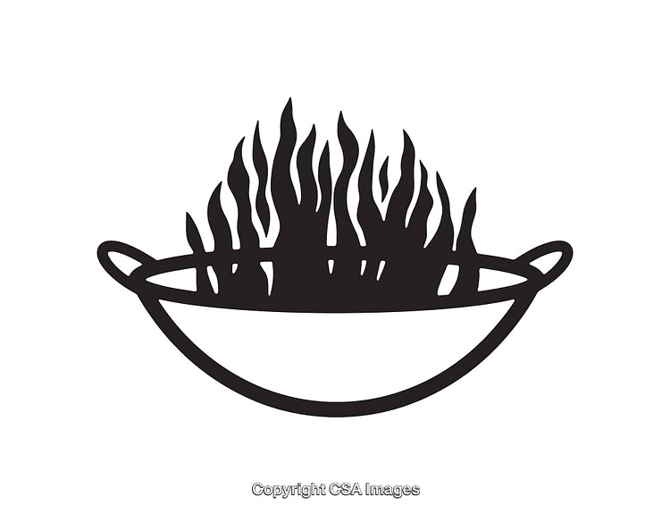 Stylized Black and White Line Art of a Smoking Bowl