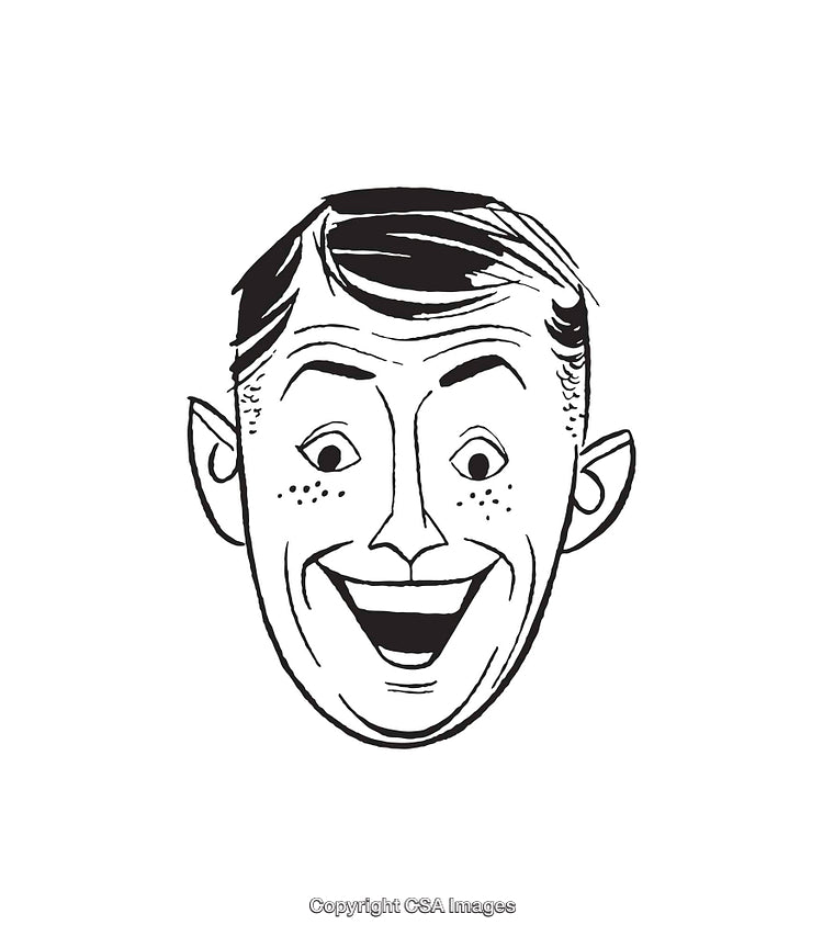 Black and White Illustration of a Smiling Face Illustration in Line Art Style