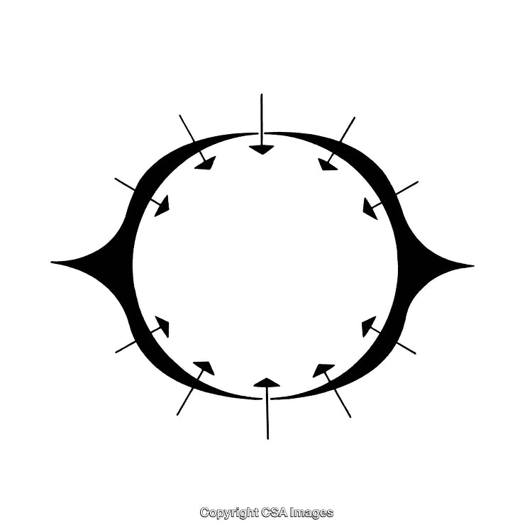 Black and White Circular Border Design with Arrow Elements