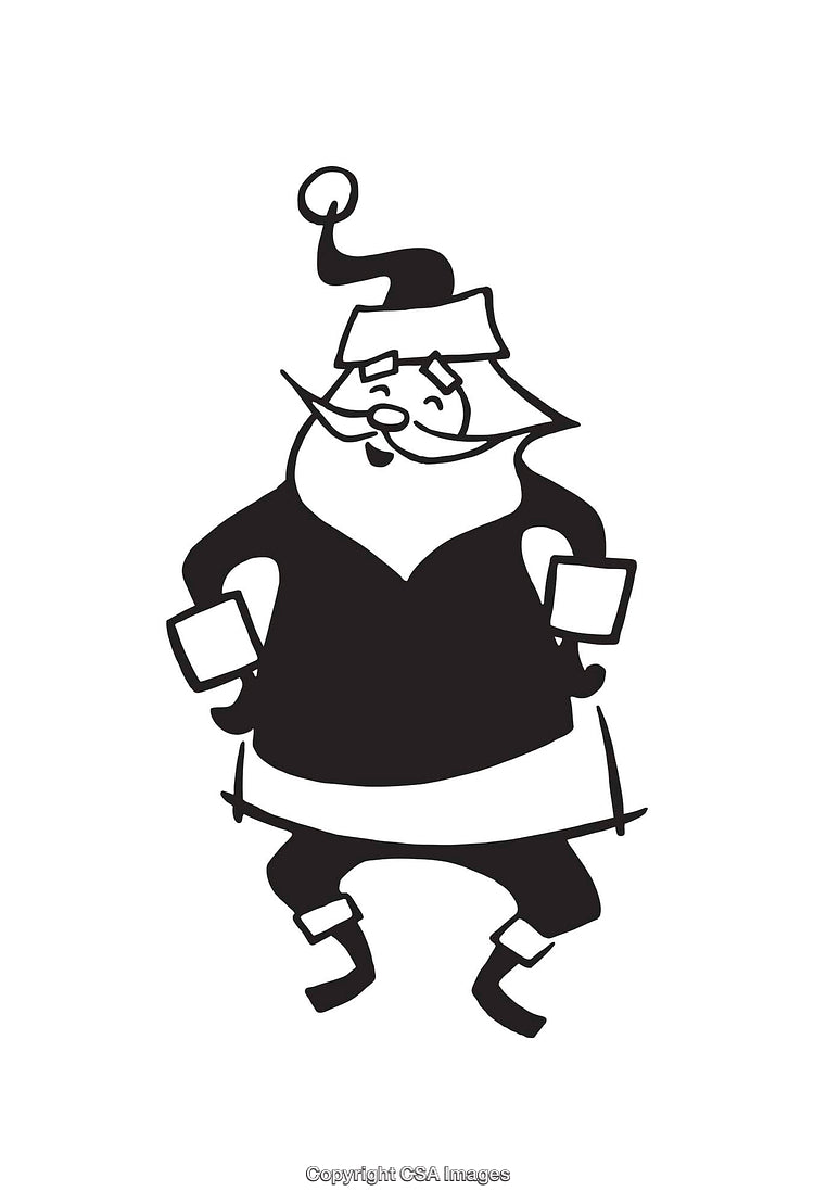 Black And White Santa Claus Line Illustration for Holiday Themes