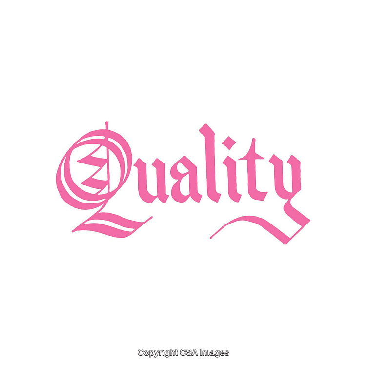 Elegant Pink Typography with the Word 'Quality' in Decorative Font Style