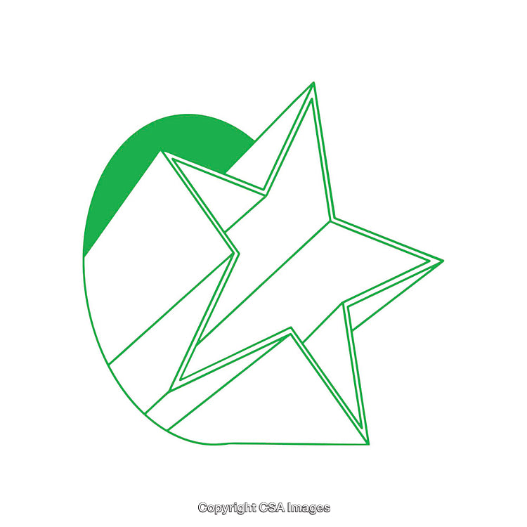 Green Abstract Star Design With Geometric Overlapping Elements